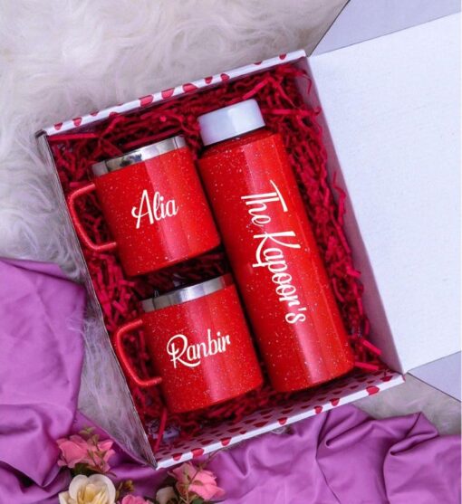 Red Sparkle Steel Bottle & Mug Combo