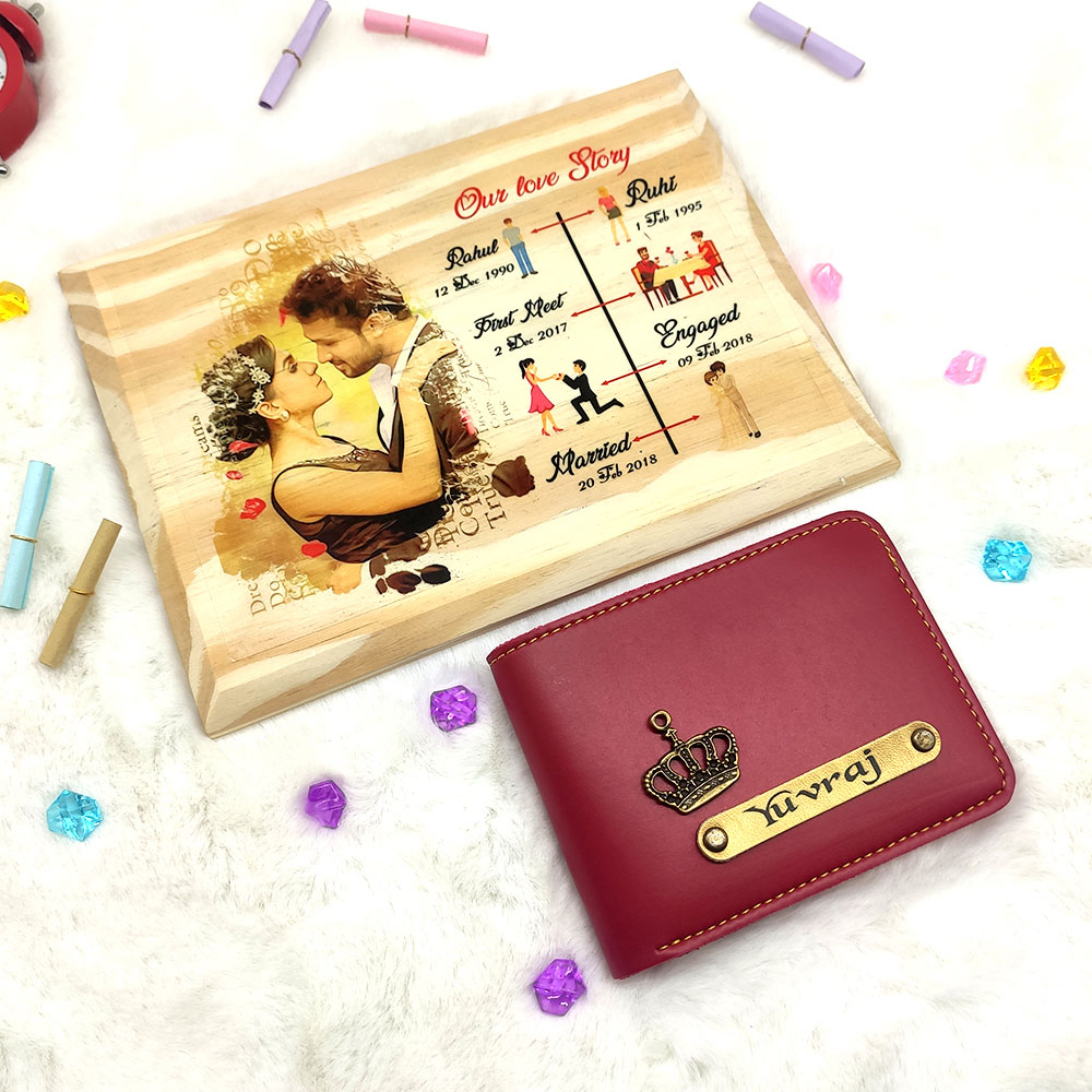 Personalized Wooden Photo Frame & Wallet