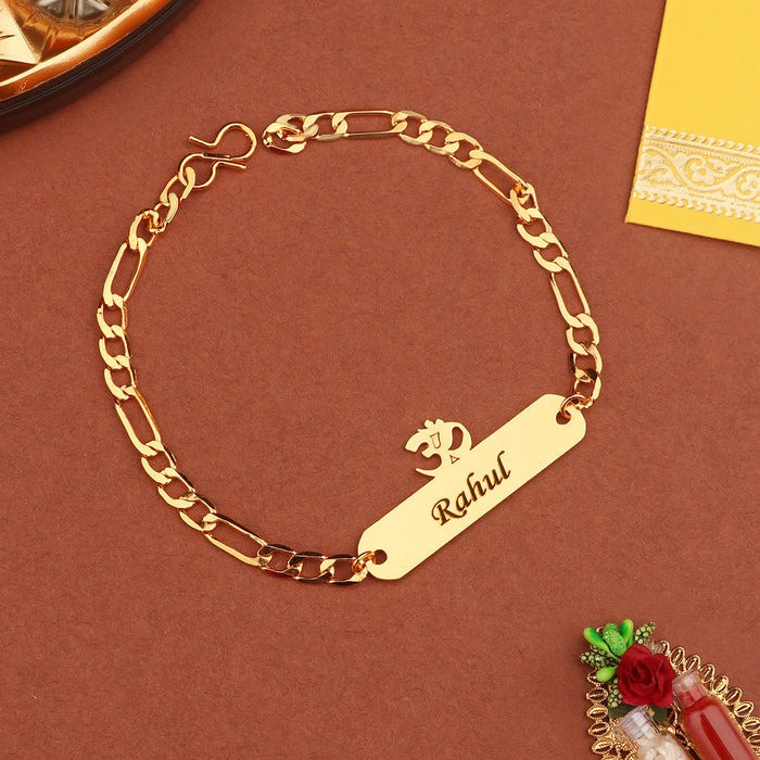 Personalized Metal Divine Om Rakhi With Name