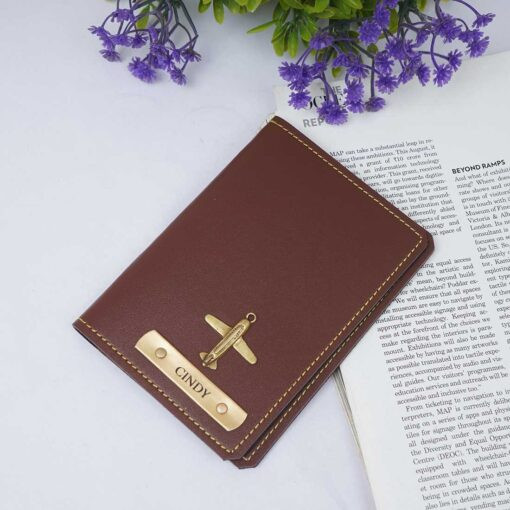 Personalized Travel Passport Cover - Brown