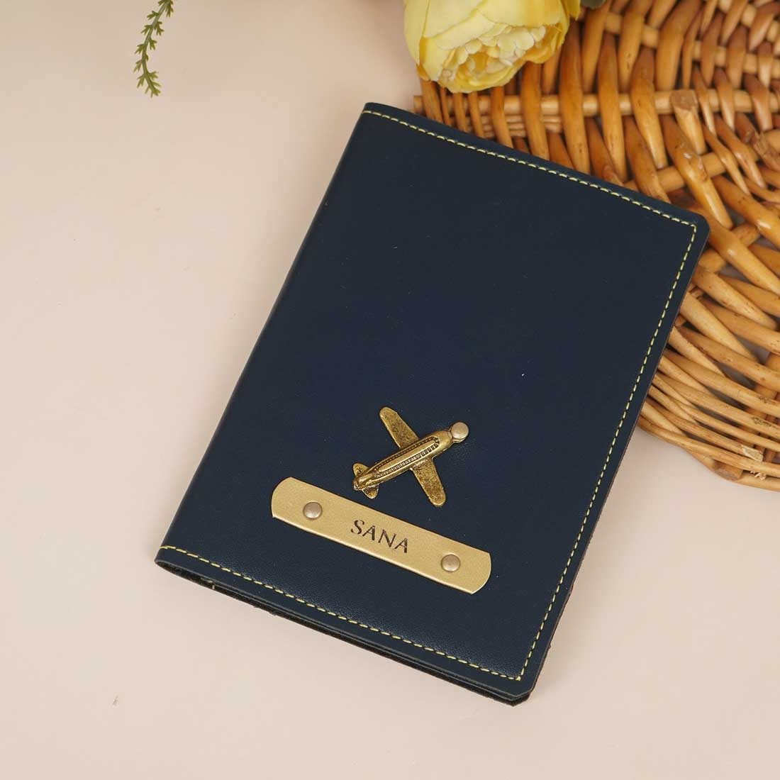 Personalized Travel Passport Cover - Navy Blue