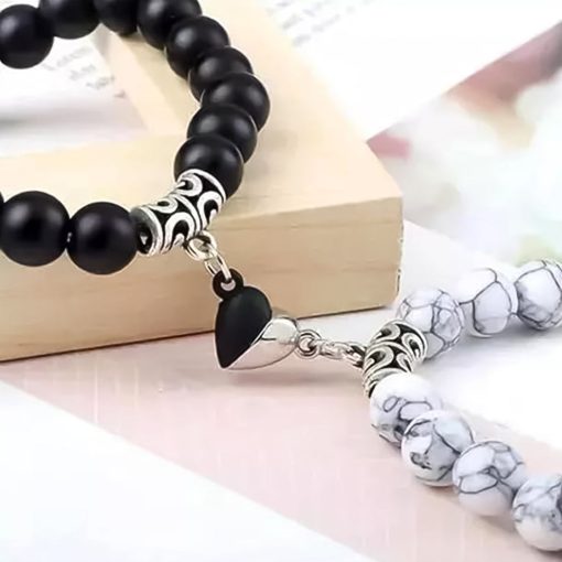 Magnetic Heart Couple Bracelet with Pearl Beads – Adjustable Friendship Band for Men & Women - Image 4