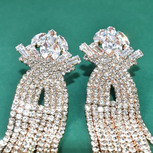 Elegant Long Crystal Jhumka Earrings for Women – Lightweight Party & Festive Wear - Image 4