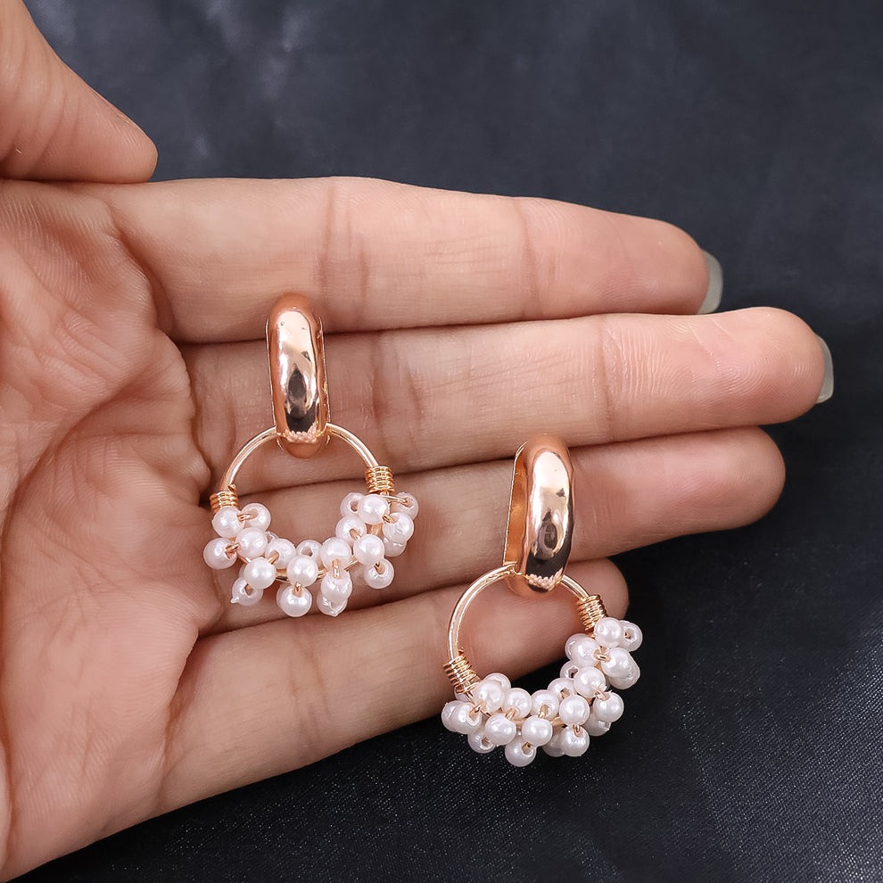 Double Pearl Stud Earrings – Jewels Galaxy Trendy Women's Fashion Earrings Collection - Image 3