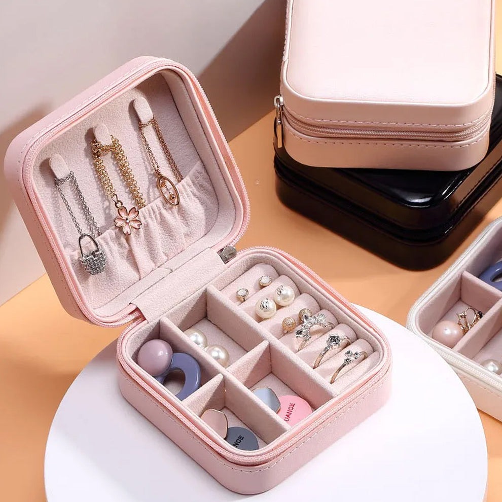 Mini PU Leather Jewellery Box for Travel & Storage | Portable Organizer for Rings, Earrings, and Necklaces - Image 4