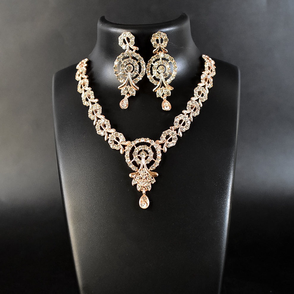 White Diamond Necklace with Earring Set – Elegant Jewellery for Women & Girls - Image 3
