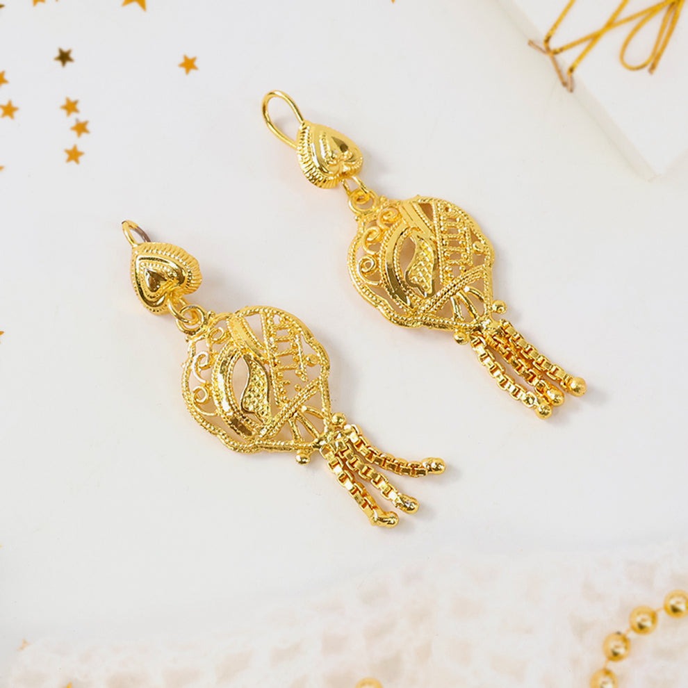 Gorgeous Brass Gold Necklace and Earrings Set for Women & Girls | Traditional 2-Piece Jewelry Combo - Image 2