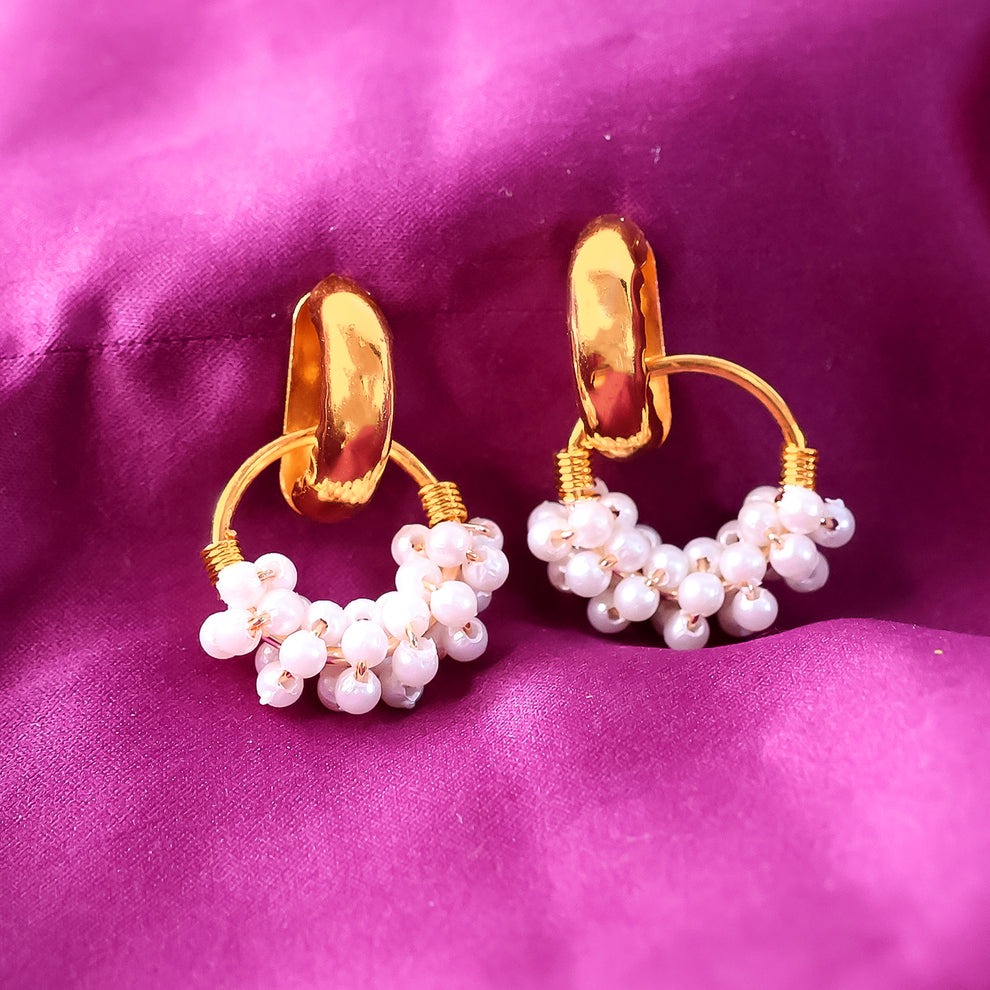Double Pearl Stud Earrings – Jewels Galaxy Trendy Women's Fashion Earrings Collection - Image 2