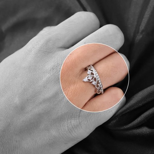 Sterling Oxidised Silver Couple Ring Set (2 Pcs) with Red Love Gift Box – Perfect Gift for Valentine’s Day & Anniversaries - Image 4