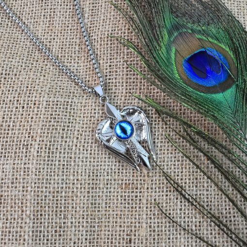 Silver Plated Angel Wings Cross Blue Eye Pendant with Chain Necklace for Men & Boys - Image 4