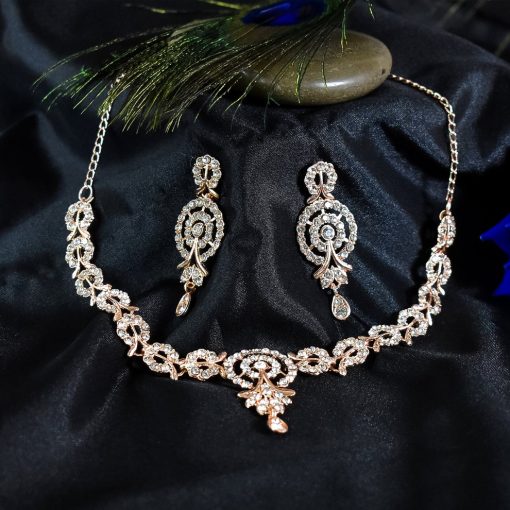 White Diamond Necklace with Earring Set – Elegant Jewellery for Women & Girls - Image 2
