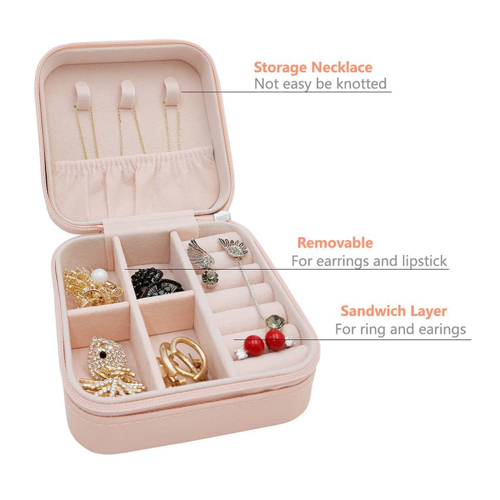 Mini PU Leather Jewellery Box for Travel & Storage | Portable Organizer for Rings, Earrings, and Necklaces - Image 2