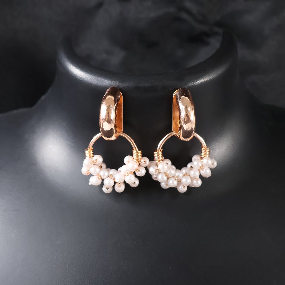 Double Pearl Stud Earrings – Jewels Galaxy Trendy Women's Fashion Earrings Collection - Image 5