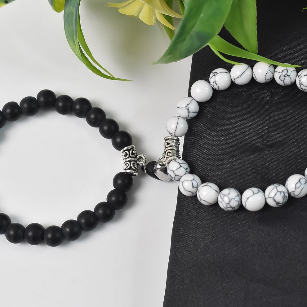 Magnetic Heart Couple Bracelet with Pearl Beads – Adjustable Friendship Band for Men & Women - Image 2