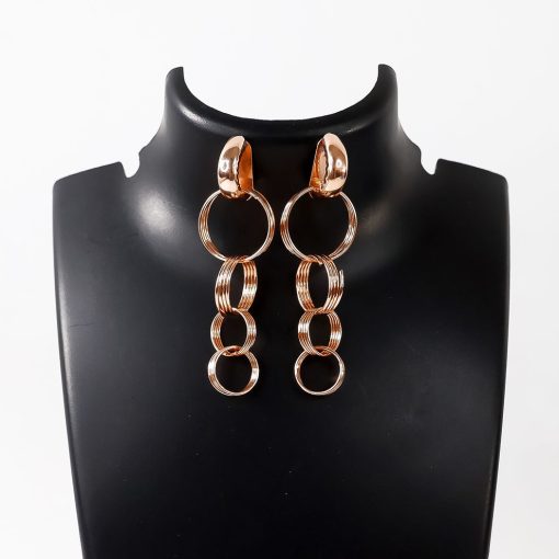 Gold Toned Contemporary Drop Earrings for Women | Elegant Modern Hoop Design | Perfect for Casual, Party & Office Wear - Image 3