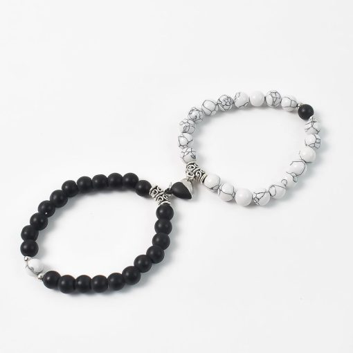 Magnetic Heart Couple Bracelet with Pearl Beads – Adjustable Friendship Band for Men & Women - Image 3