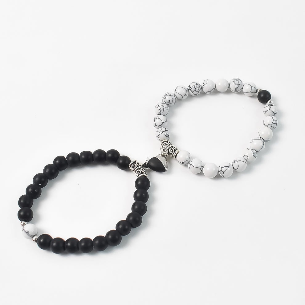 Magnetic Heart Couple Bracelet with Pearl Beads – Adjustable Friendship Band for Men & Women - Image 3