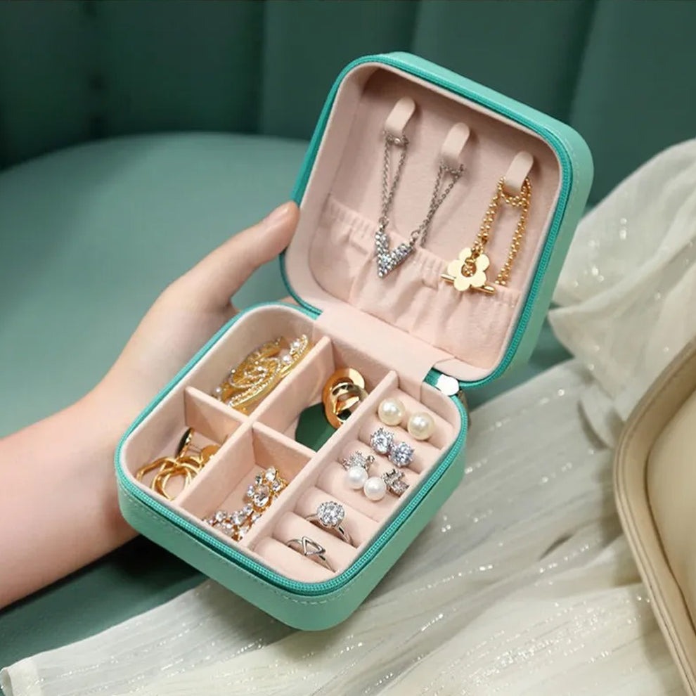Mini PU Leather Jewellery Box for Travel & Storage | Portable Organizer for Rings, Earrings, and Necklaces - Image 5