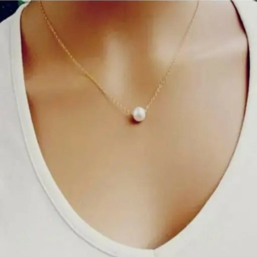 New Korean Style Gold Plated Pearl Necklace Chain for Girls & Women – Elegant Adjustable Stainless Steel Jewellery - Image 2