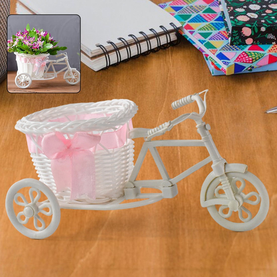 Plastic Cycle Flower Vase for Home Decor – Bicycle Flower Pot Stand, Fancy Indoor Planter, TV Unit Decorative Item