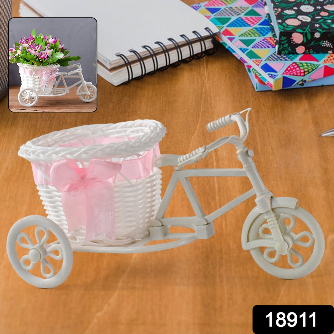 Plastic Cycle Flower Vase for Home Decor – Bicycle Flower Pot Stand, Fancy Indoor Planter, TV Unit Decorative Item - Image 2