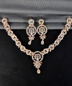 White Diamond Necklace with Earring Set – Elegant Jewellery for Women & Girls