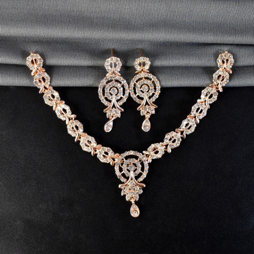 White Diamond Necklace with Earring Set – Elegant Jewellery for Women & Girls