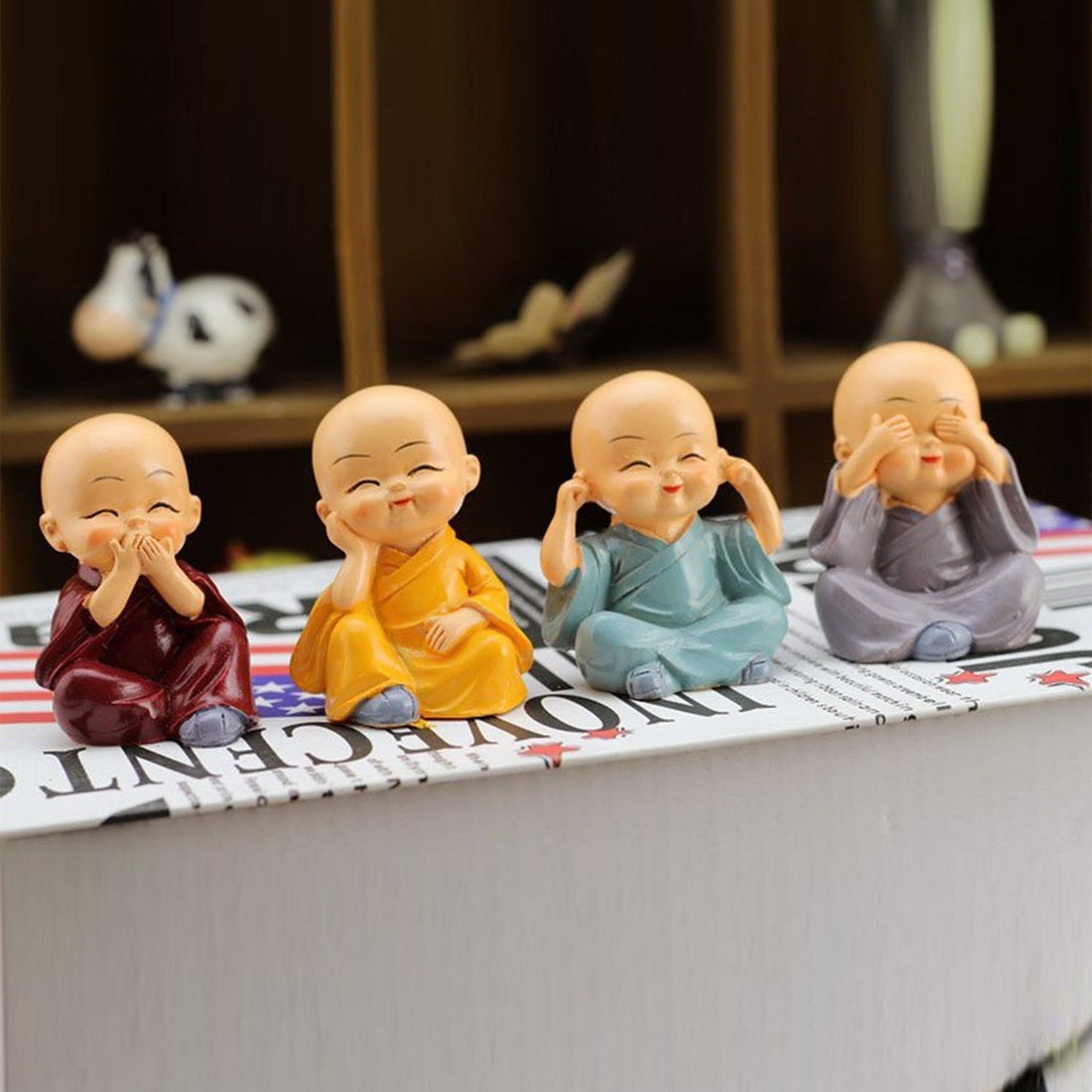 Baby Buddha 4Pc Showpiece Set – Decorative Figurines for Home, Office & Official Spaces - Image 3