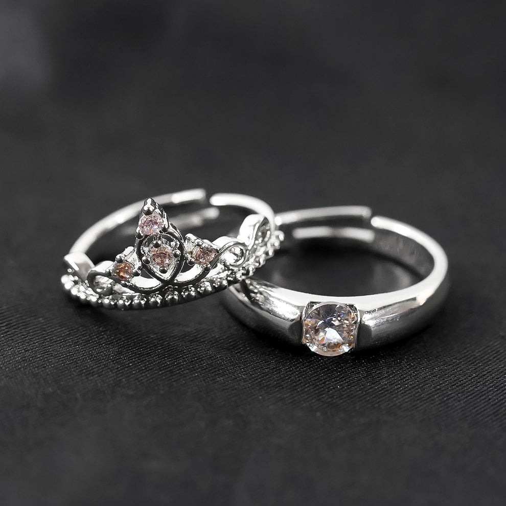Sterling Oxidised Silver Couple Ring Set (2 Pcs) with Red Love Gift Box – Perfect Gift for Valentine’s Day & Anniversaries - Image 5