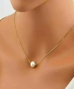 New Korean Style Gold Plated Pearl Necklace Chain for Girls & Women – Elegant Adjustable Stainless Steel Jewellery