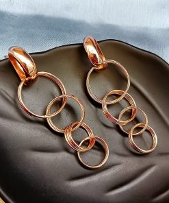 Gold Toned Contemporary Drop Earrings for Women | Elegant Modern Hoop Design | Perfect for Casual, Party & Office Wear