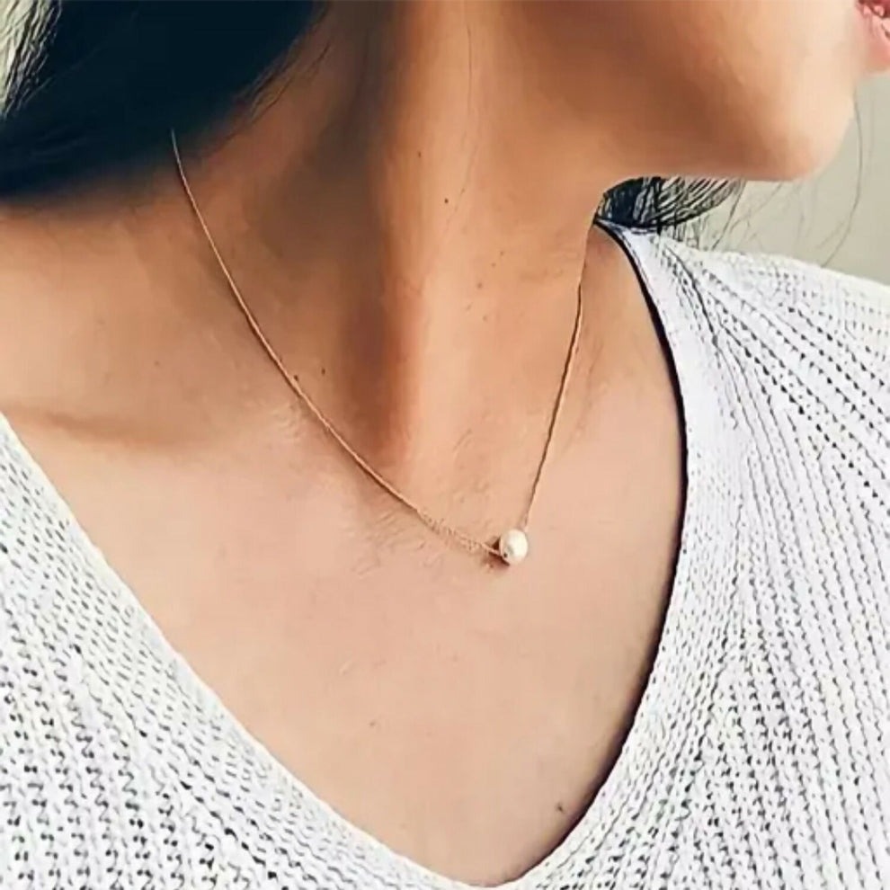 New Korean Style Gold Plated Pearl Necklace Chain for Girls & Women – Elegant Adjustable Stainless Steel Jewellery - Image 3