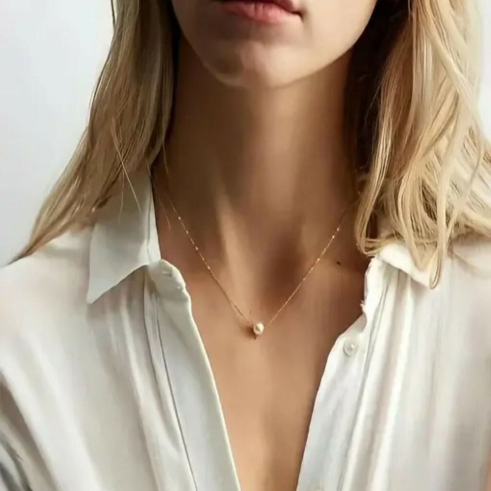 New Korean Style Gold Plated Pearl Necklace Chain for Girls & Women – Elegant Adjustable Stainless Steel Jewellery - Image 4
