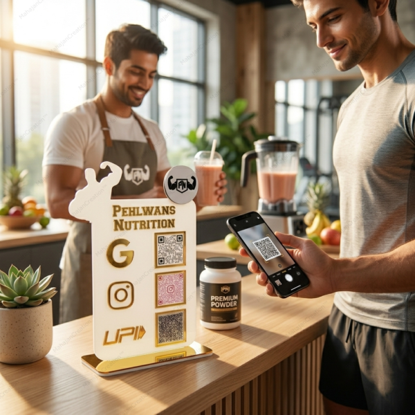 Gym UPI QR Code Display Stand