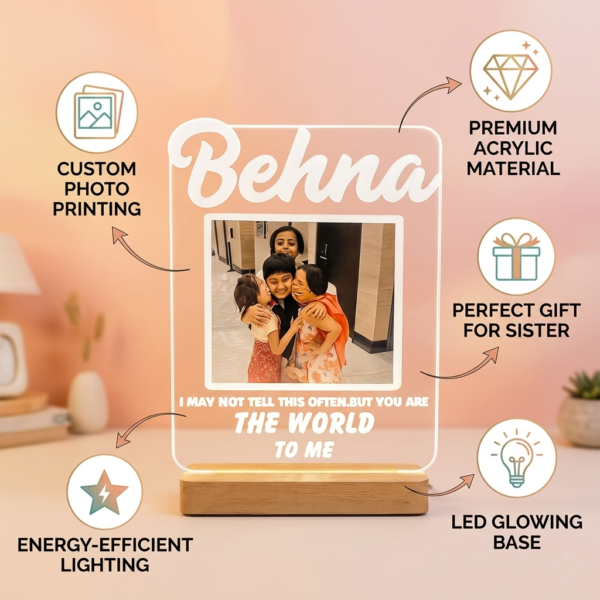 Acrylic Photo Lamp With Custom Image And Quote