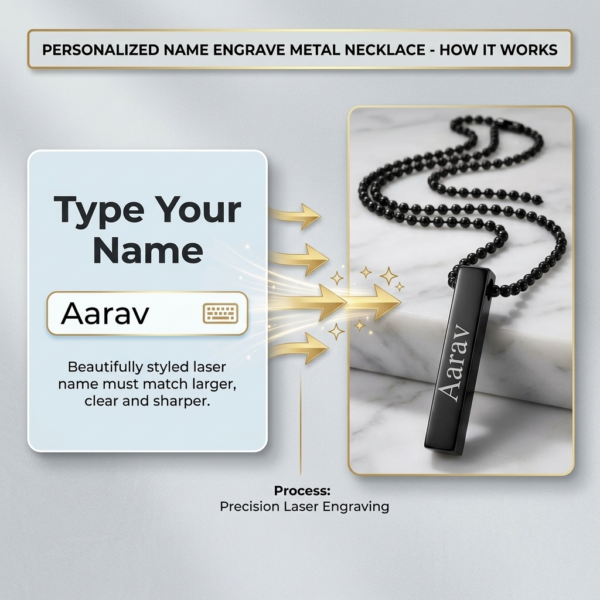 Black Finish Engraved Necklace Black Finish Engraved Necklace