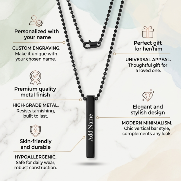 Couple Name Necklace Black Metal Couple Name Necklace Black Metal