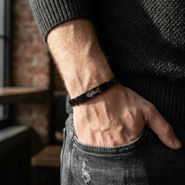 Custom Black Bracelet Rakhi With Name