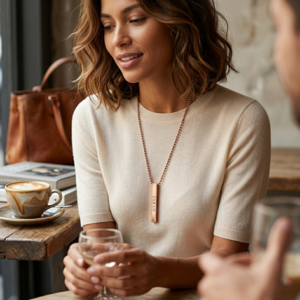 Custom Engraved Name Pendant Rose Gold Finish Custom Engraved Name Pendant Rose Gold Finish