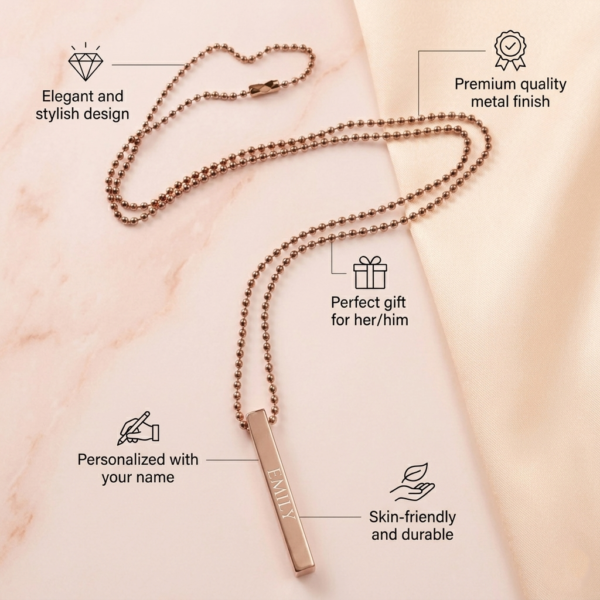 Custom Name Pendant Rose Gold Finish Custom Name Pendant Rose Gold Finish