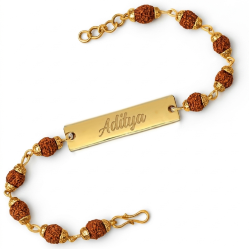 Customized Rudraksha Bracelet Rakhi With Name