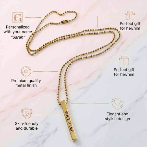 Golden Metal Name Pendant for Men and Women Golden Metal Name Pendant for Men and Women