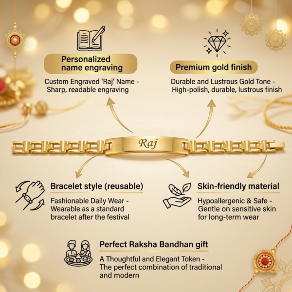 Modern Rakhi Bracelet With Engraving