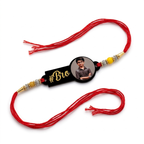 Personalized Photo Rakhi With Bro Tag Personalized Photo Rakhi With Bro Tag