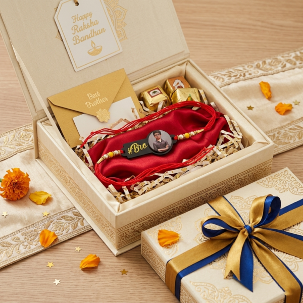 Rakhi With Photo and Name Tag Bro