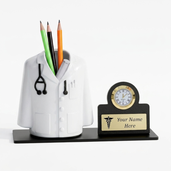 Medical Student Personalized Pen Stand With Clock Medical Student Personalized Pen Stand With Clock