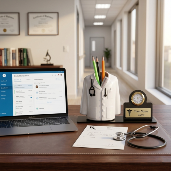 Personalized Doctor Desk Organizer With Name Engraving Personalized Doctor Desk Organizer With Name Engraving