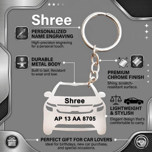 Personalized Number Plate Style Keychain For Car Keys