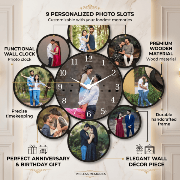 Personalized Round Wall Clock With Family Photos Personalized Round Wall Clock With Family Photos