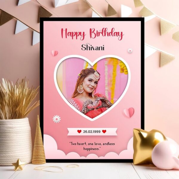 Romantic Heart Design Photo Frame Gift For Birthday